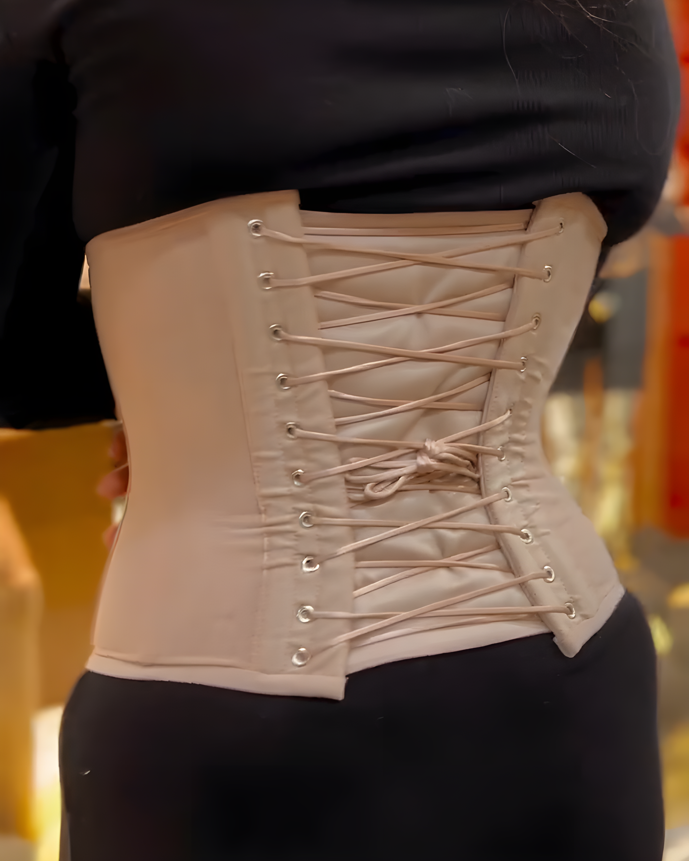 Lace Trim Waist Trainer with Tie