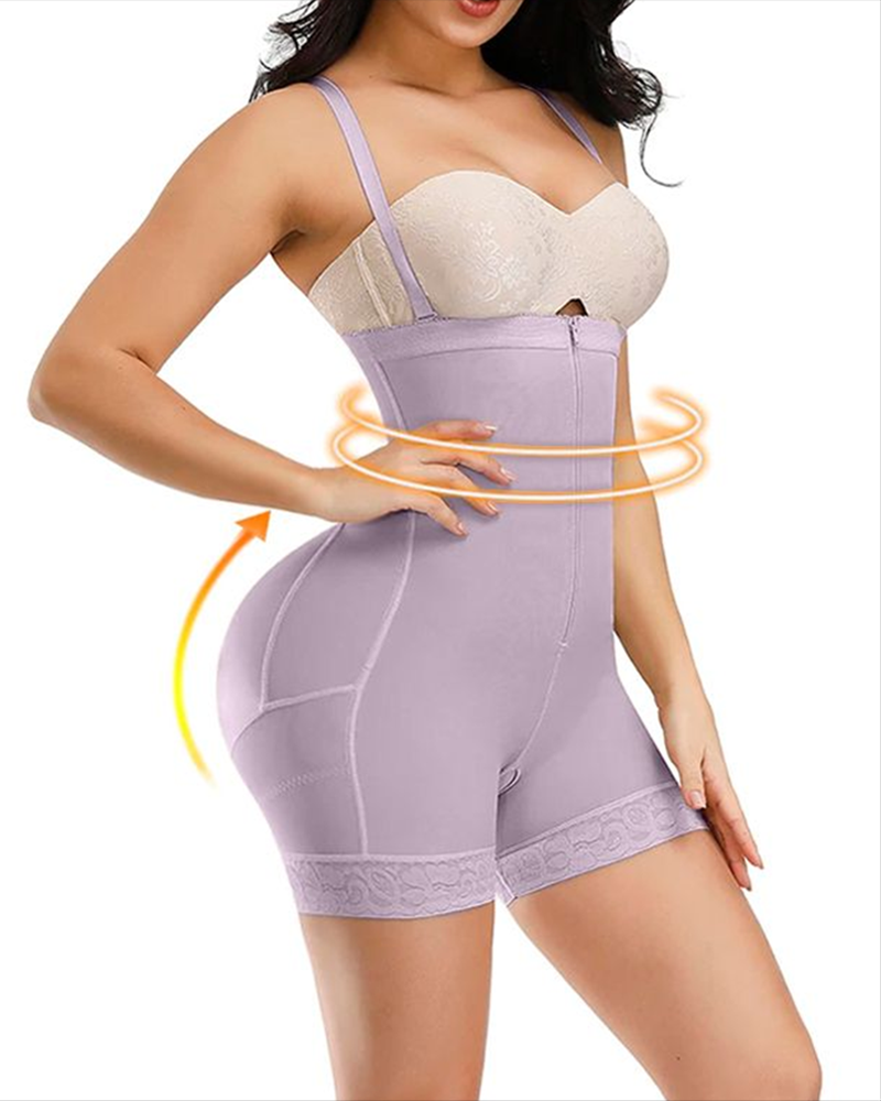 Fashion Open Bust Tummy Control Zipper Shapewear